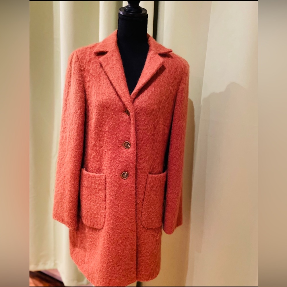 3/4 Mohair Orange Rust Coat Size 8